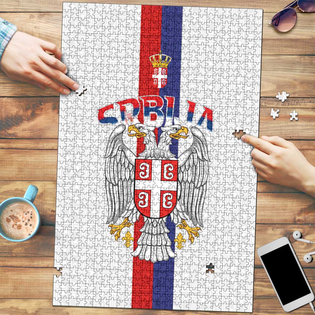 Serbia Coat Of Arms Srbija Eagle Puzzle Traditional Serbian Heraldic Crest White Double Headed Eagle