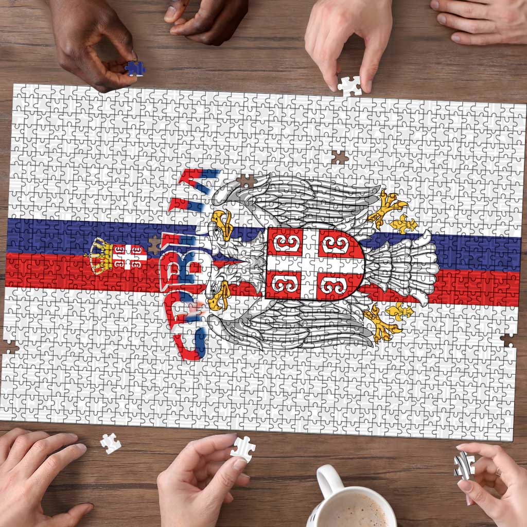 Serbia Coat Of Arms Srbija Eagle Puzzle Traditional Serbian Heraldic Crest White Double Headed Eagle