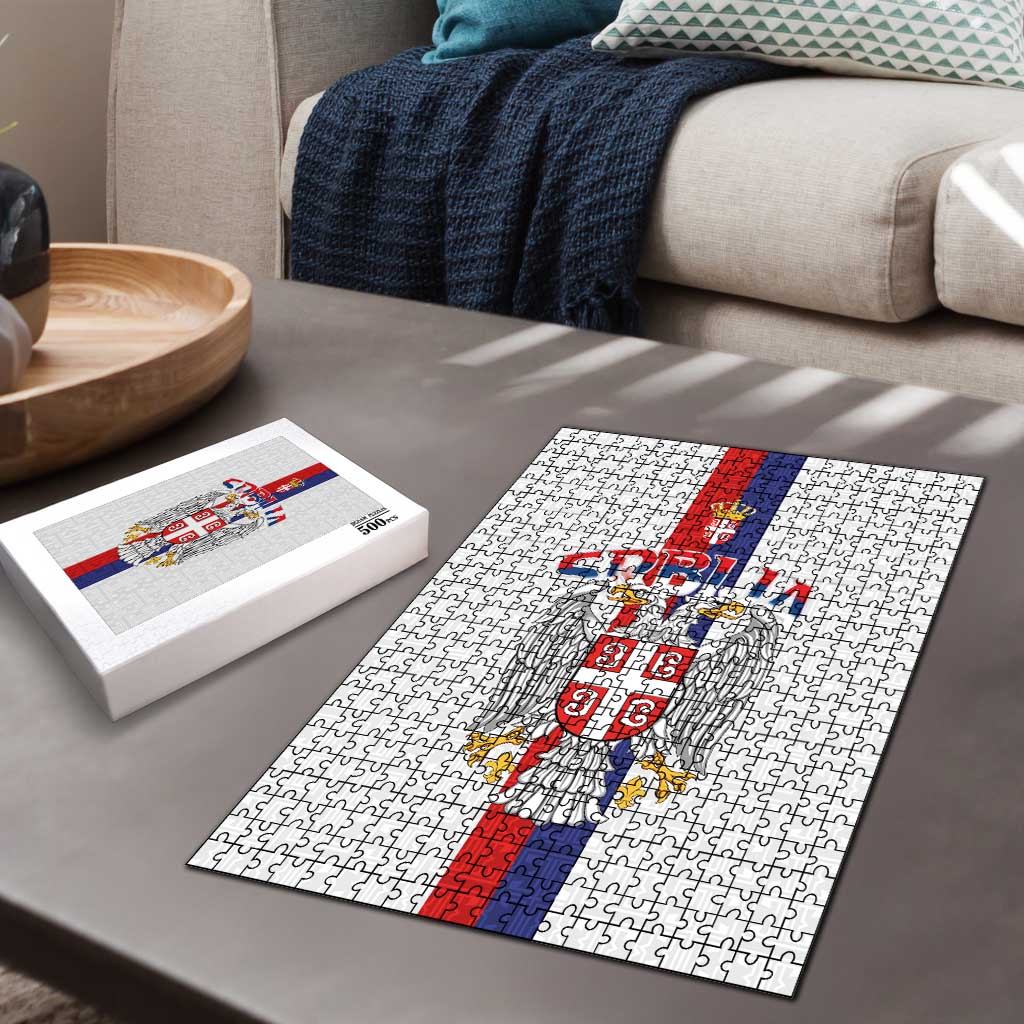 Serbia Coat Of Arms Srbija Eagle Puzzle Traditional Serbian Heraldic Crest White Double Headed Eagle
