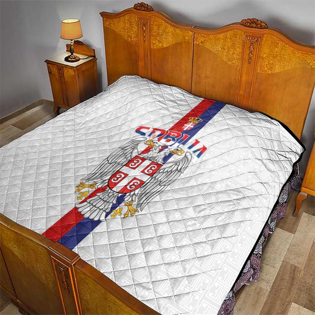 Serbia Coat Of Arms Srbija Eagle Quilt Traditional Serbian Heraldic Crest White Double Headed Eagle