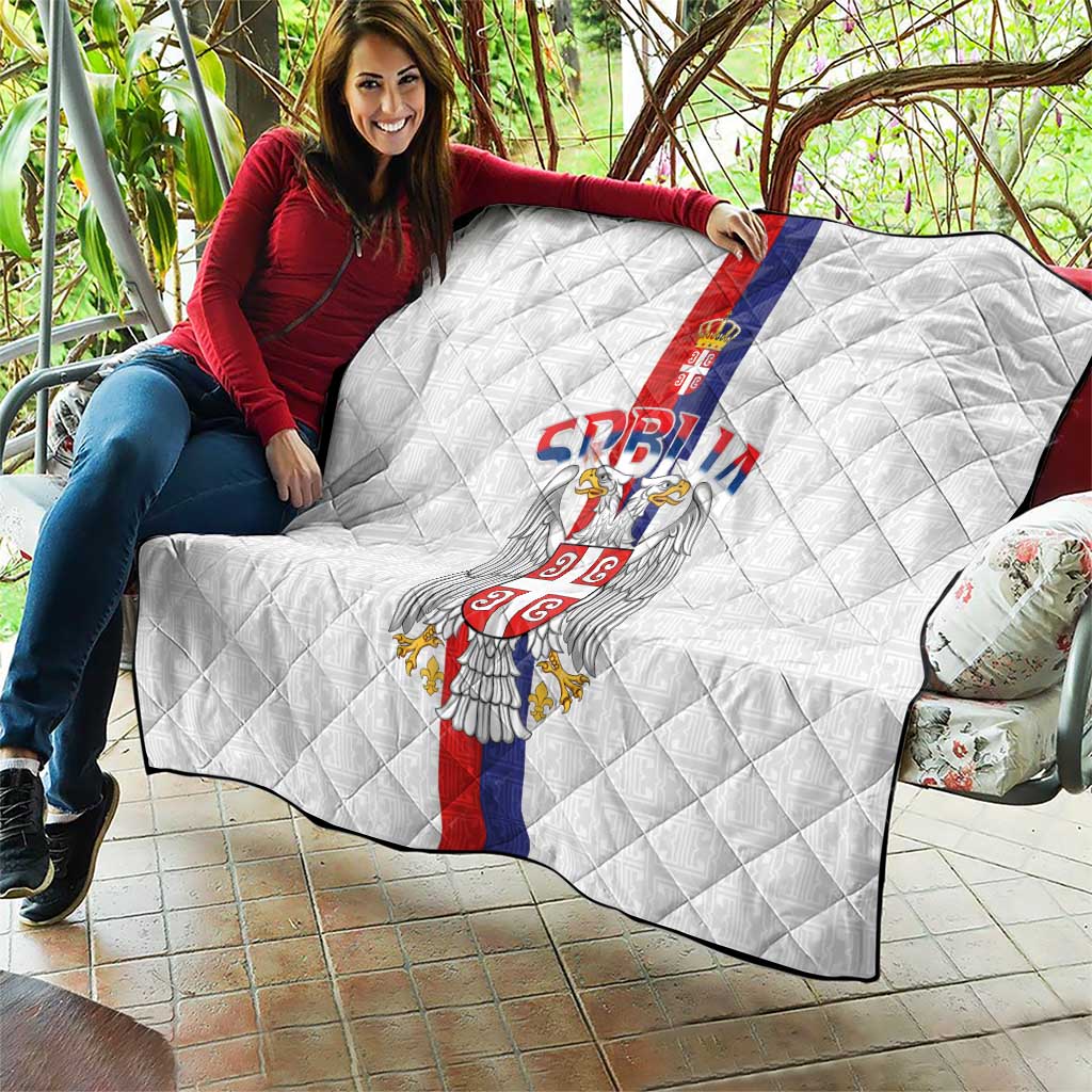 Serbia Coat Of Arms Srbija Eagle Quilt Traditional Serbian Heraldic Crest White Double Headed Eagle