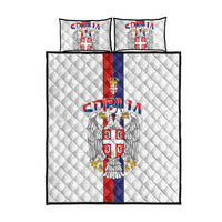 Serbia Coat Of Arms Srbija Eagle Quilt Bed Set Traditional Serbian Heraldic Crest White Double Headed Eagle