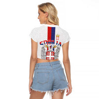 Serbia Coat Of Arms Srbija Eagle Raglan Cropped T Shirt Traditional Serbian Heraldic Crest White Double Headed Eagle