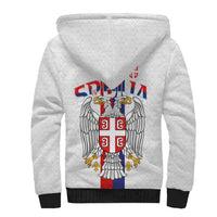 Serbia Coat Of Arms Srbija Eagle Sherpa Hoodie Traditional Serbian Heraldic Crest White Double Headed Eagle