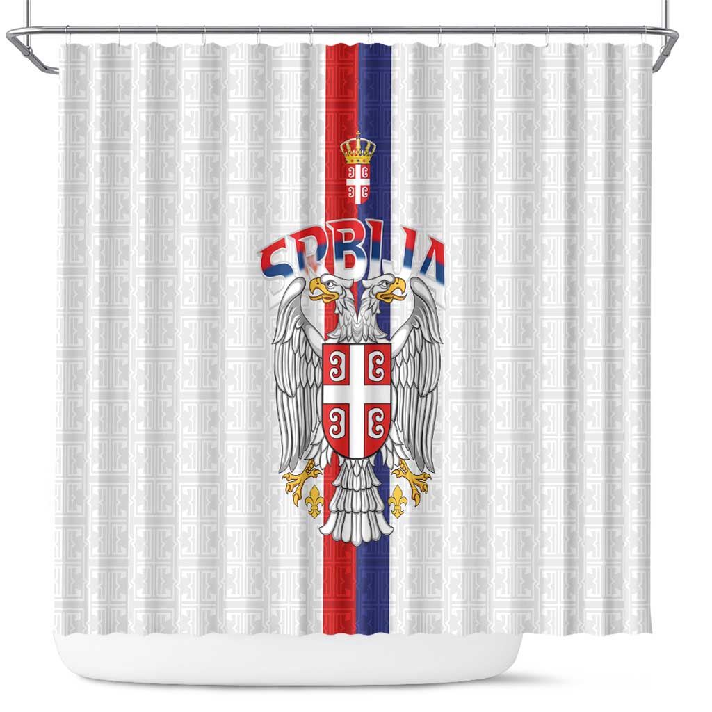 Serbia Coat Of Arms Srbija Eagle Shower Curtain Traditional Serbian Heraldic Crest White Double Headed Eagle