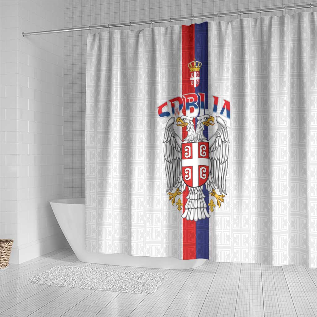 Serbia Coat Of Arms Srbija Eagle Shower Curtain Traditional Serbian Heraldic Crest White Double Headed Eagle