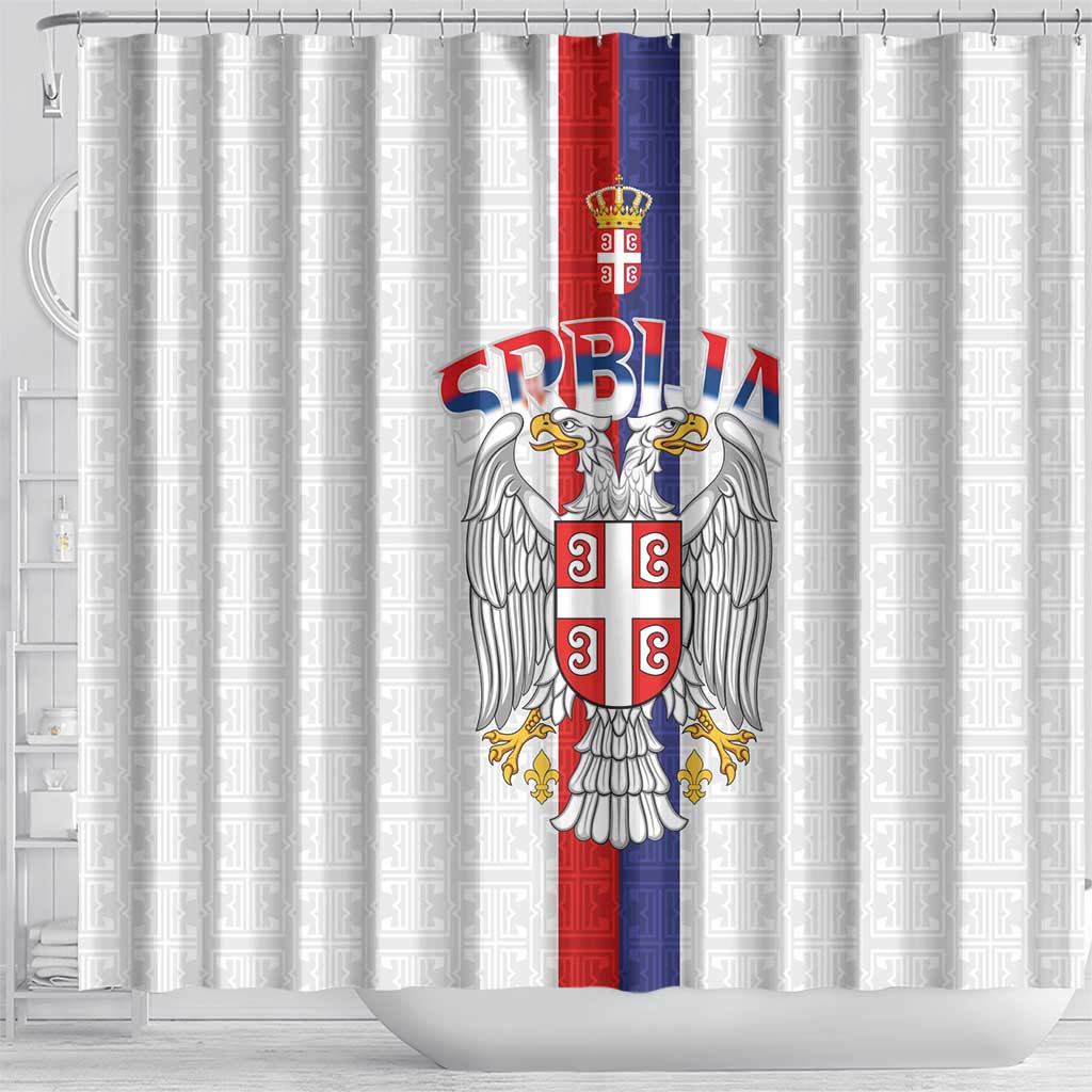 Serbia Coat Of Arms Srbija Eagle Shower Curtain Traditional Serbian Heraldic Crest White Double Headed Eagle