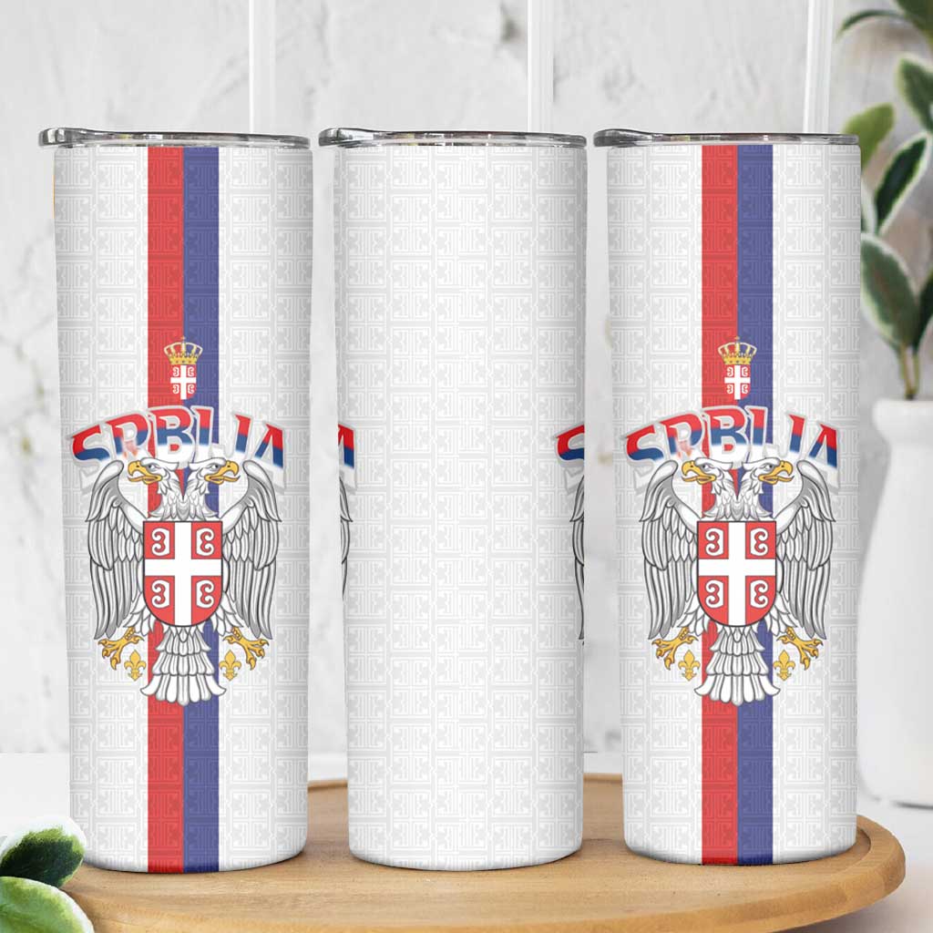 Serbia Coat Of Arms Srbija Eagle Skinny Tumbler Traditional Serbian Heraldic Crest White Double Headed Eagle