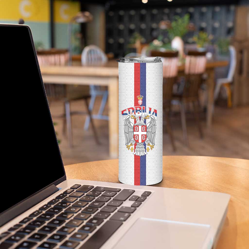 Serbia Coat Of Arms Srbija Eagle Skinny Tumbler Traditional Serbian Heraldic Crest White Double Headed Eagle