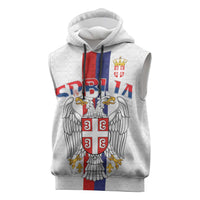 Serbia Coat Of Arms Srbija Eagle Sleeveless Hoodie Traditional Serbian Heraldic Crest White Double Headed Eagle