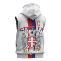 Serbia Coat Of Arms Srbija Eagle Sleeveless Hoodie Traditional Serbian Heraldic Crest White Double Headed Eagle