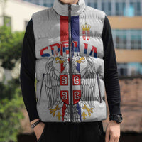 Serbia Coat Of Arms Srbija Eagle Sleeveless Puffer Jacket Traditional Serbian Heraldic Crest White Double Headed Eagle