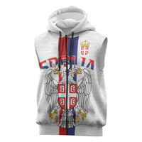 Serbia Coat Of Arms Srbija Eagle Sleeveless Zip Hoodie Traditional Serbian Heraldic Crest White Double Headed Eagle