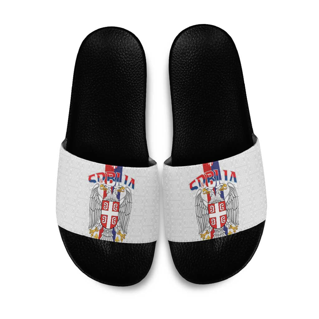 Serbia Coat Of Arms Srbija Eagle Slide Sandals Traditional Serbian Heraldic Crest White Double Headed Eagle