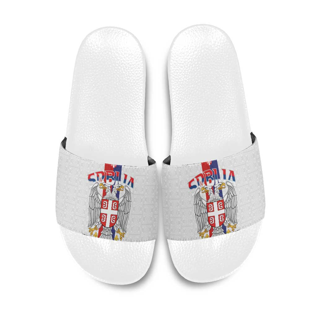 Serbia Coat Of Arms Srbija Eagle Slide Sandals Traditional Serbian Heraldic Crest White Double Headed Eagle