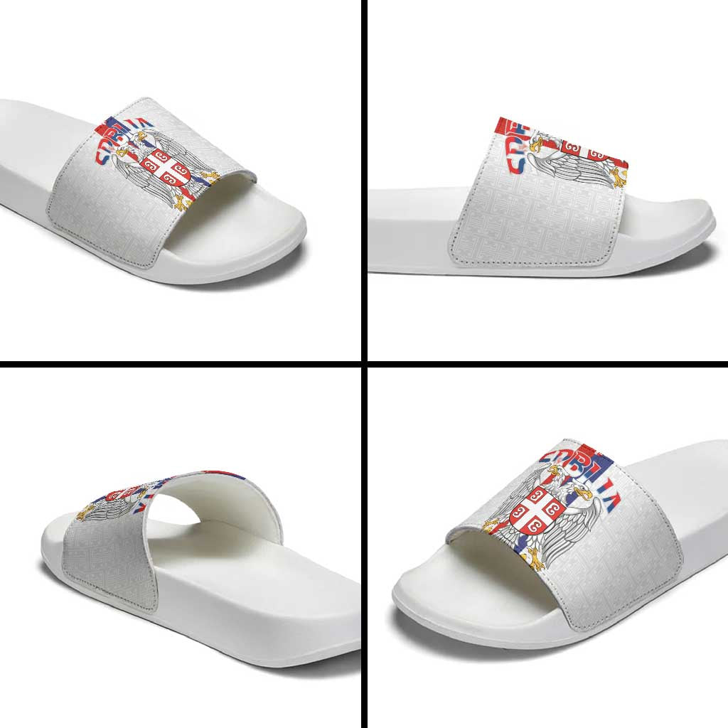 Serbia Coat Of Arms Srbija Eagle Slide Sandals Traditional Serbian Heraldic Crest White Double Headed Eagle