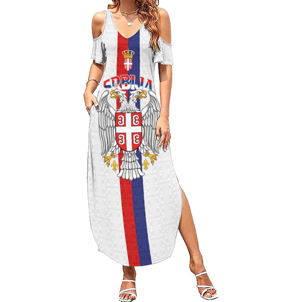 Serbia Coat Of Arms Srbija Eagle Summer Maxi Dress Traditional Serbian Heraldic Crest White Double Headed Eagle