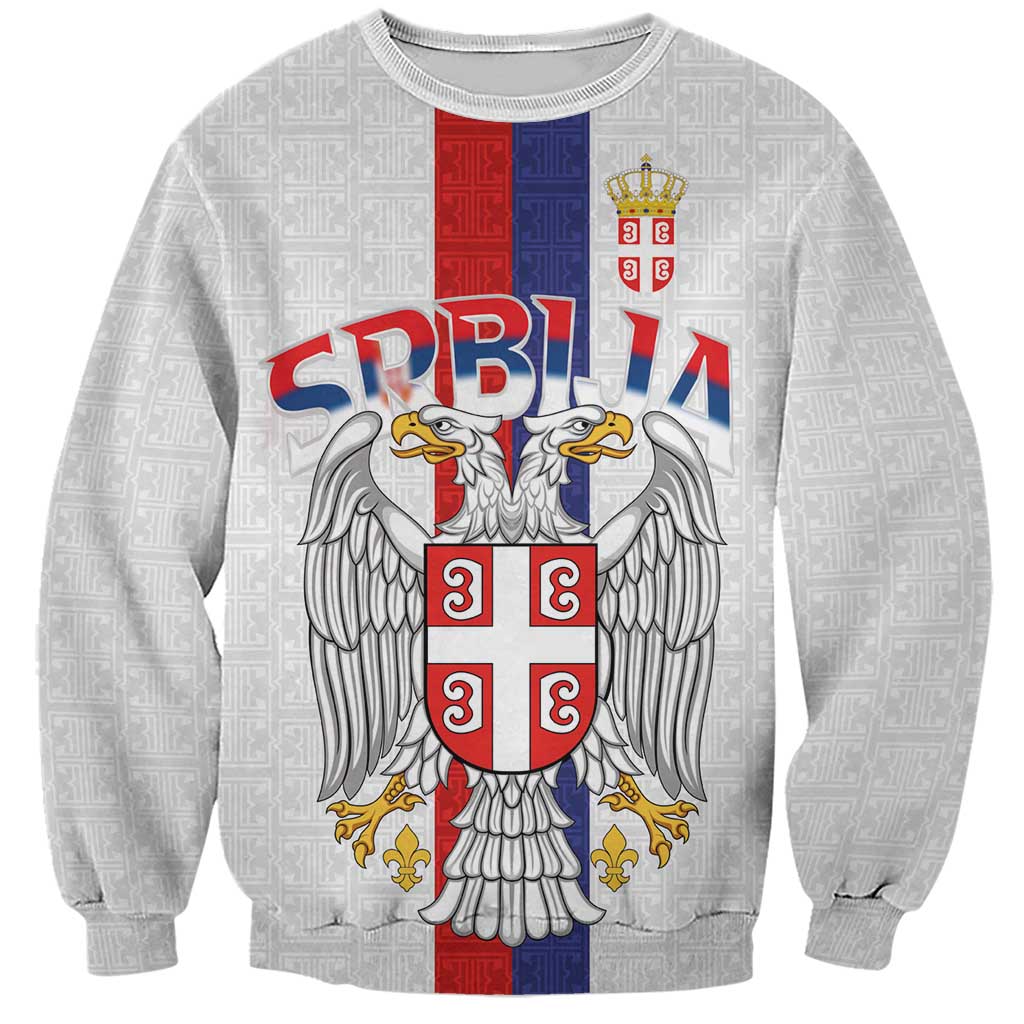 Serbia Coat Of Arms Srbija Eagle Sweatshirt Traditional Serbian Heraldic Crest White Double Headed Eagle