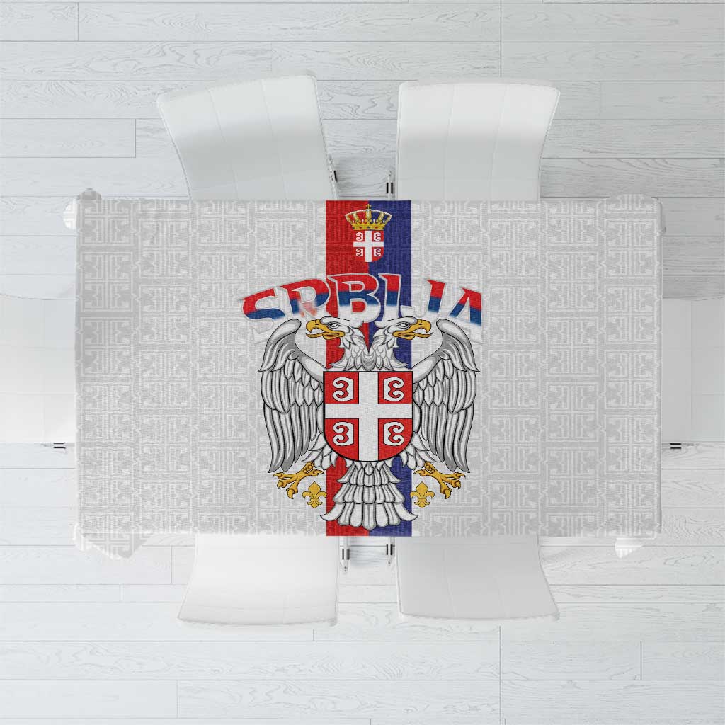 Serbia Coat Of Arms Srbija Eagle Tablecloth Traditional Serbian Heraldic Crest White Double Headed Eagle