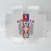 Serbia Coat Of Arms Srbija Eagle Tablecloth Traditional Serbian Heraldic Crest White Double Headed Eagle
