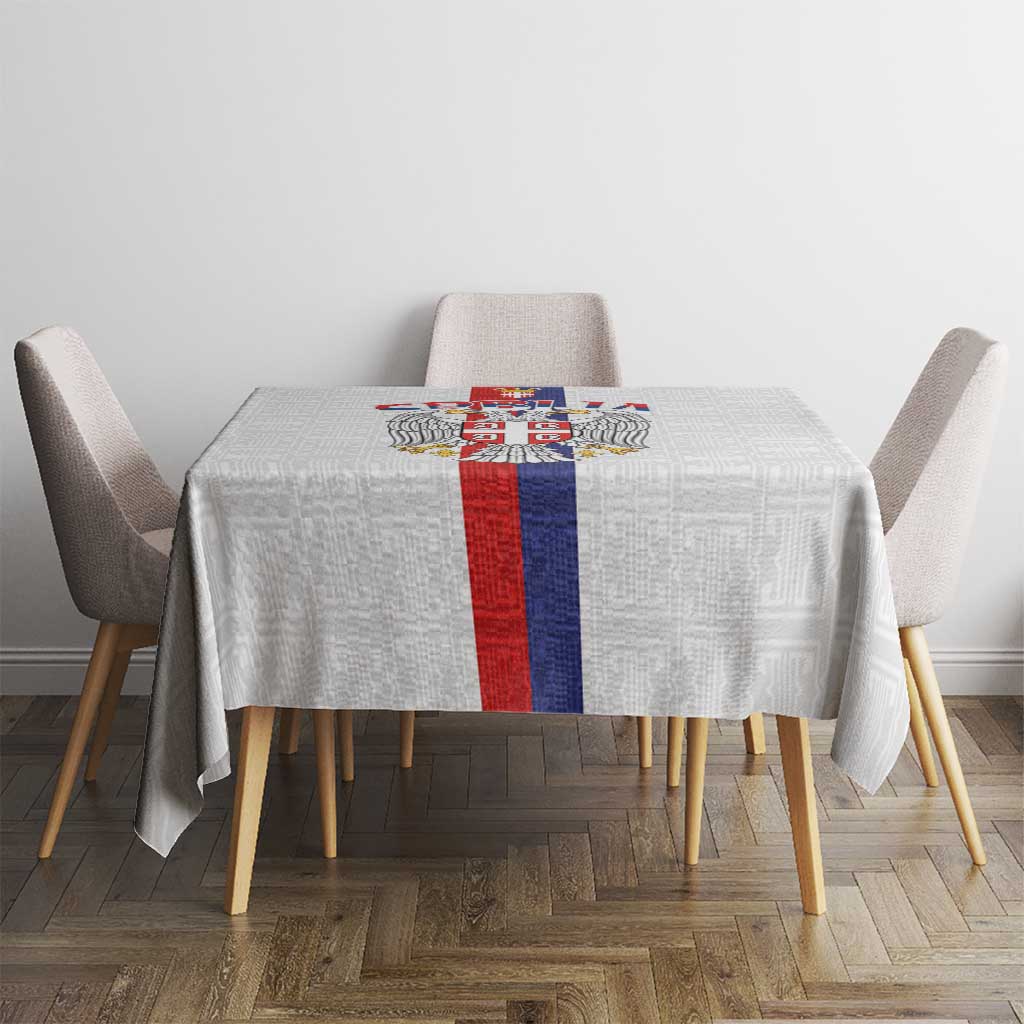Serbia Coat Of Arms Srbija Eagle Tablecloth Traditional Serbian Heraldic Crest White Double Headed Eagle