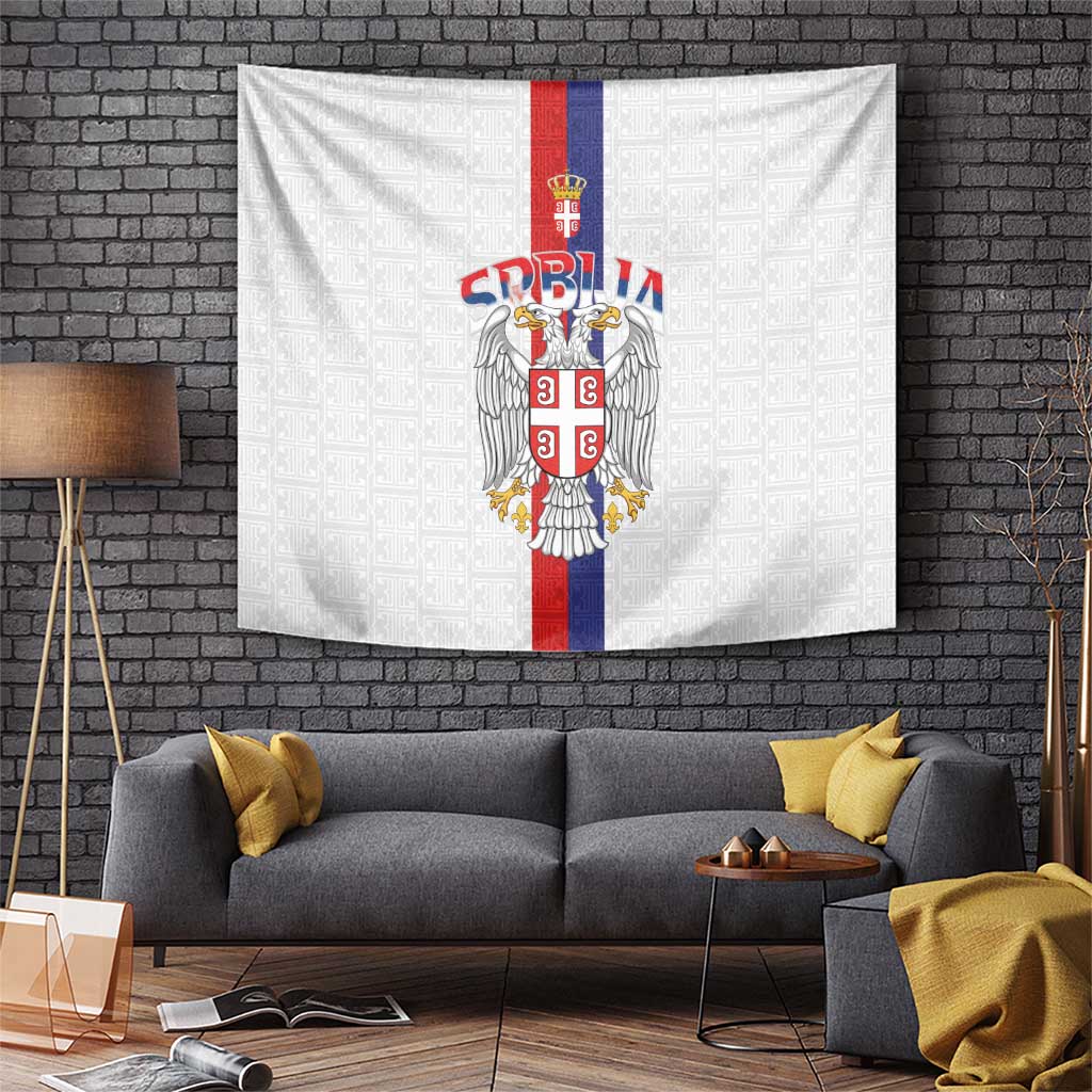 Serbia Coat Of Arms Srbija Eagle Tapestry Traditional Serbian Heraldic Crest White Double Headed Eagle