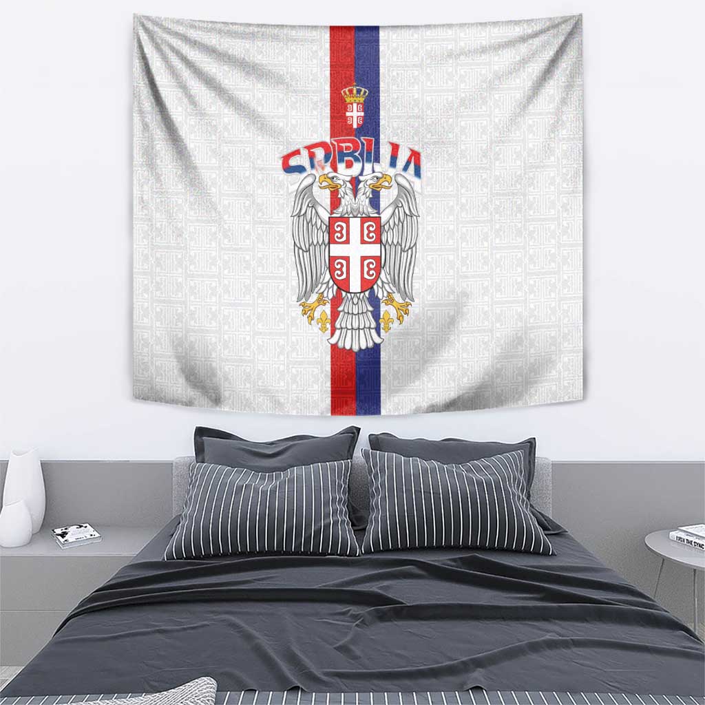 Serbia Coat Of Arms Srbija Eagle Tapestry Traditional Serbian Heraldic Crest White Double Headed Eagle