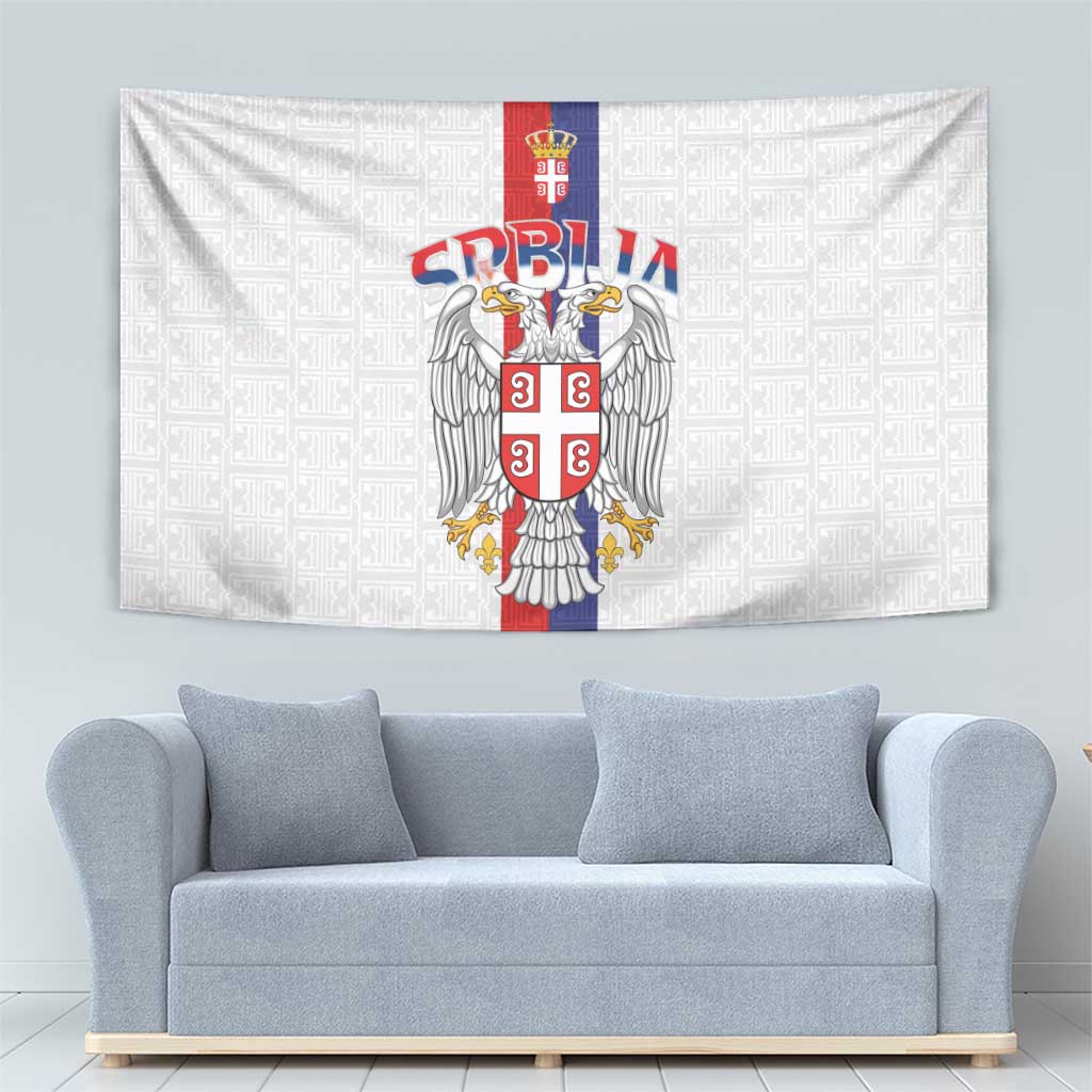 Serbia Coat Of Arms Srbija Eagle Tapestry Traditional Serbian Heraldic Crest White Double Headed Eagle