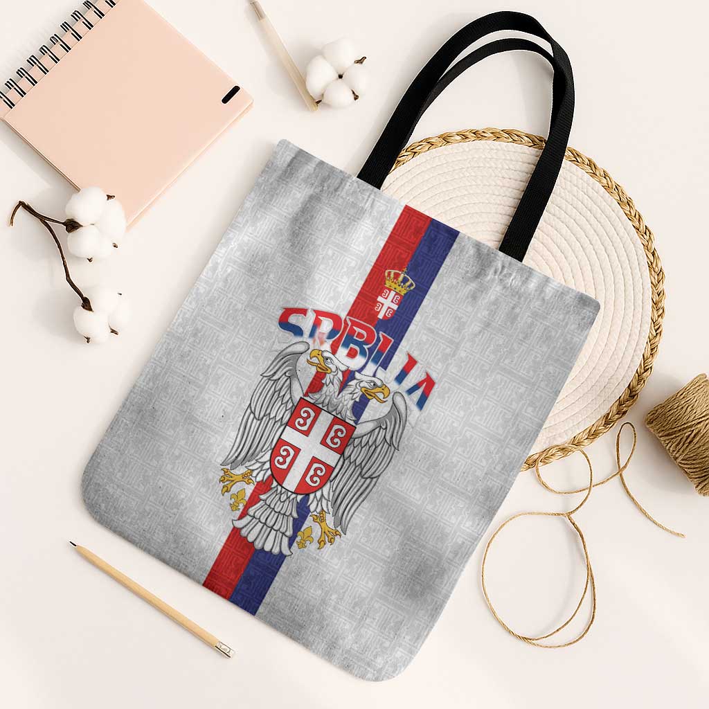 Serbia Coat Of Arms Srbija Eagle Tote Bag Traditional Serbian Heraldic Crest White Double Headed Eagle