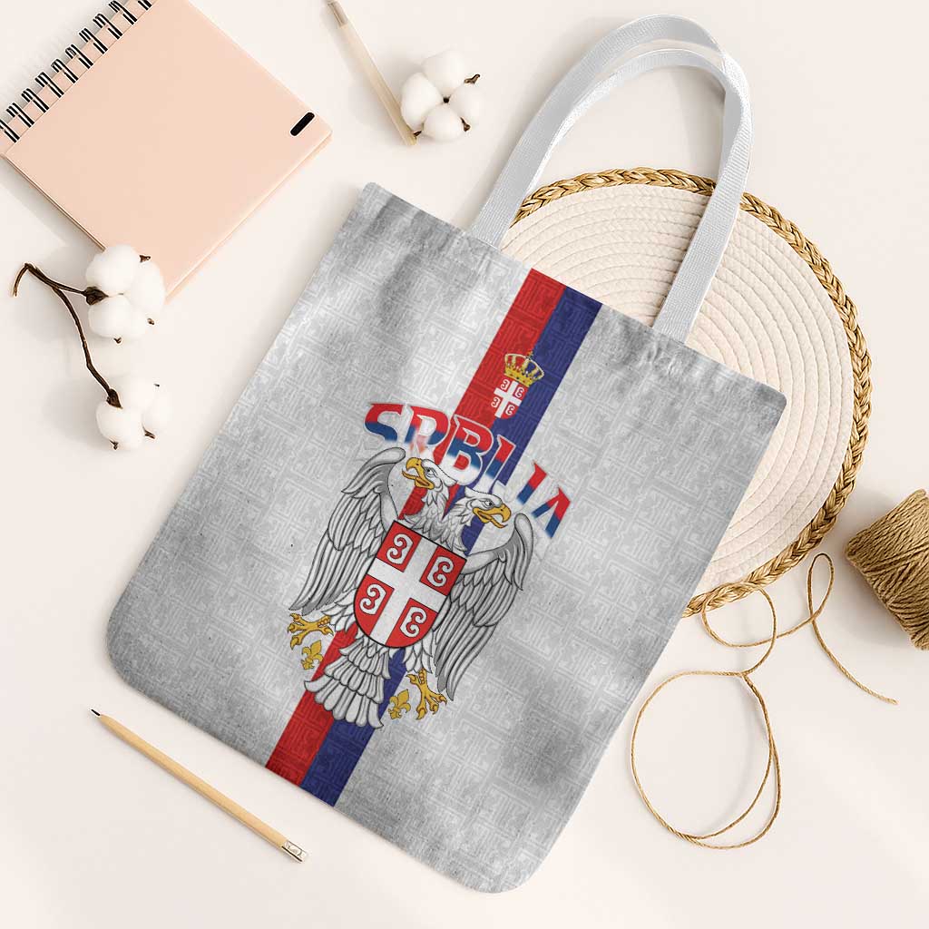 Serbia Coat Of Arms Srbija Eagle Tote Bag Traditional Serbian Heraldic Crest White Double Headed Eagle
