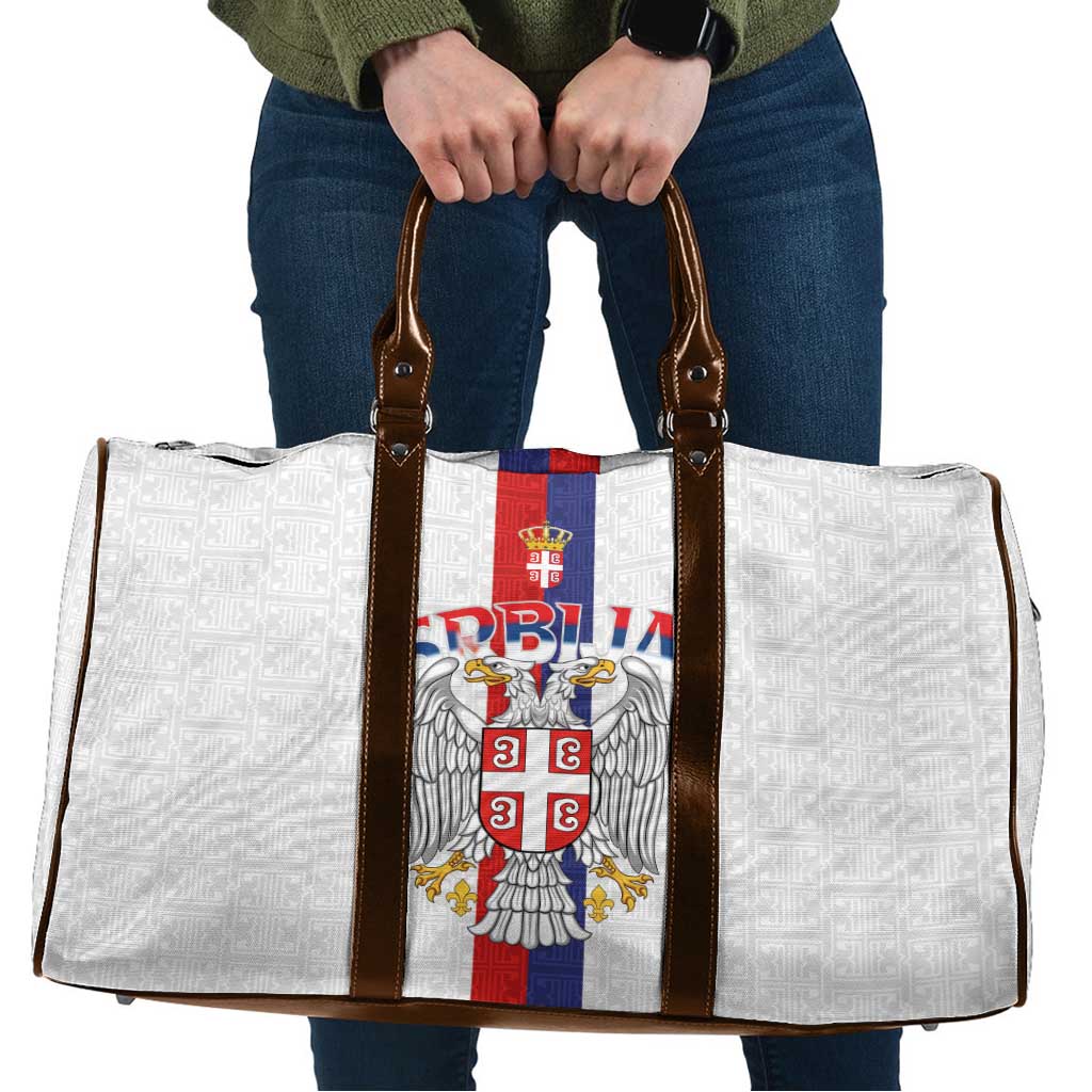 Serbia Coat Of Arms Srbija Eagle Travel Bag Traditional Serbian Heraldic Crest White Double Headed Eagle