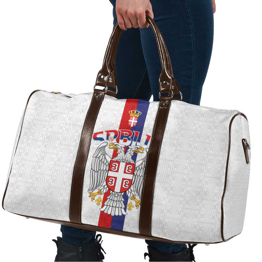 Serbia Coat Of Arms Srbija Eagle Travel Bag Traditional Serbian Heraldic Crest White Double Headed Eagle