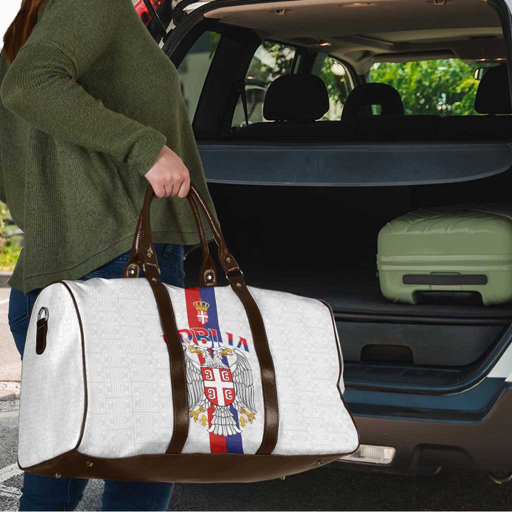 Serbia Coat Of Arms Srbija Eagle Travel Bag Traditional Serbian Heraldic Crest White Double Headed Eagle