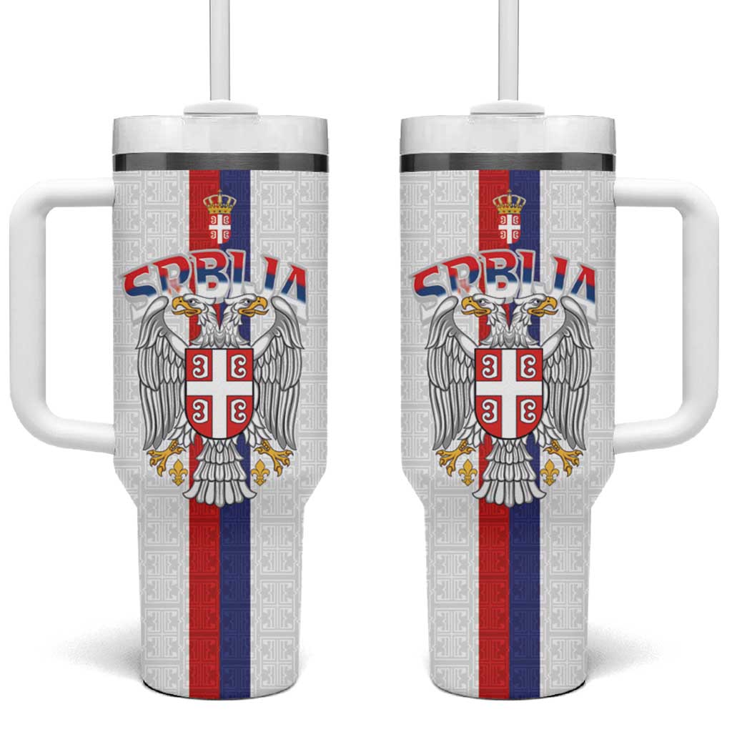 Serbia Coat Of Arms Srbija Eagle Tumbler With Handle Traditional Serbian Heraldic Crest White Double Headed Eagle