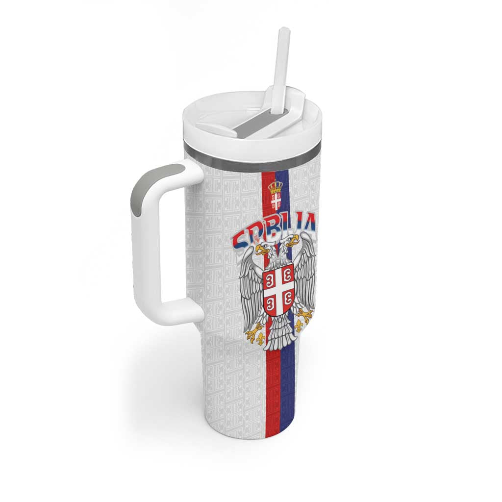 Serbia Coat Of Arms Srbija Eagle Tumbler With Handle Traditional Serbian Heraldic Crest White Double Headed Eagle