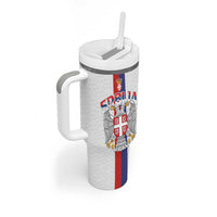 Serbia Coat Of Arms Srbija Eagle Tumbler With Handle Traditional Serbian Heraldic Crest White Double Headed Eagle