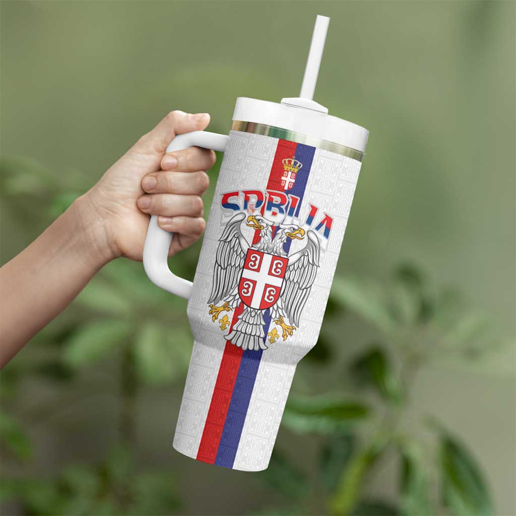 Serbia Coat Of Arms Srbija Eagle Tumbler With Handle Traditional Serbian Heraldic Crest White Double Headed Eagle