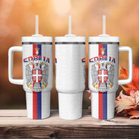 Serbia Coat Of Arms Srbija Eagle Tumbler With Handle Traditional Serbian Heraldic Crest White Double Headed Eagle
