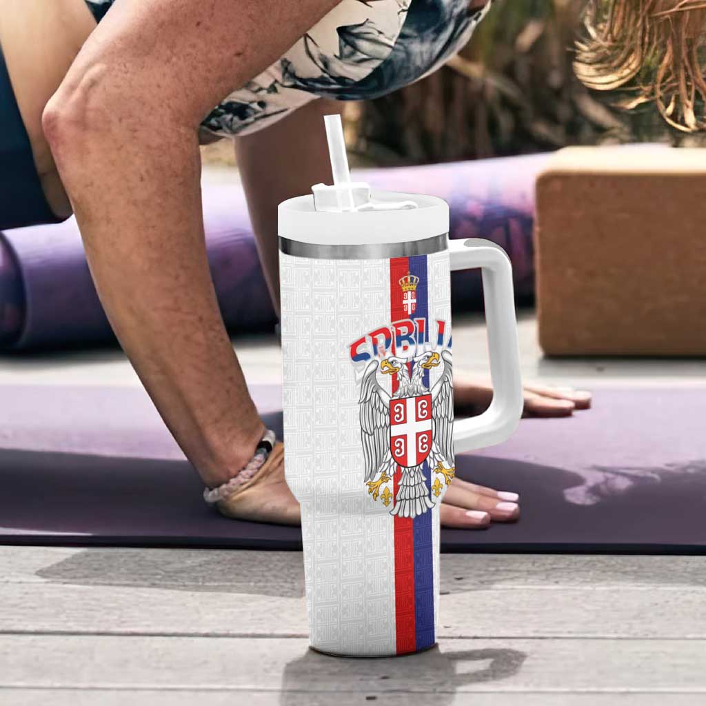 Serbia Coat Of Arms Srbija Eagle Tumbler With Handle Traditional Serbian Heraldic Crest White Double Headed Eagle