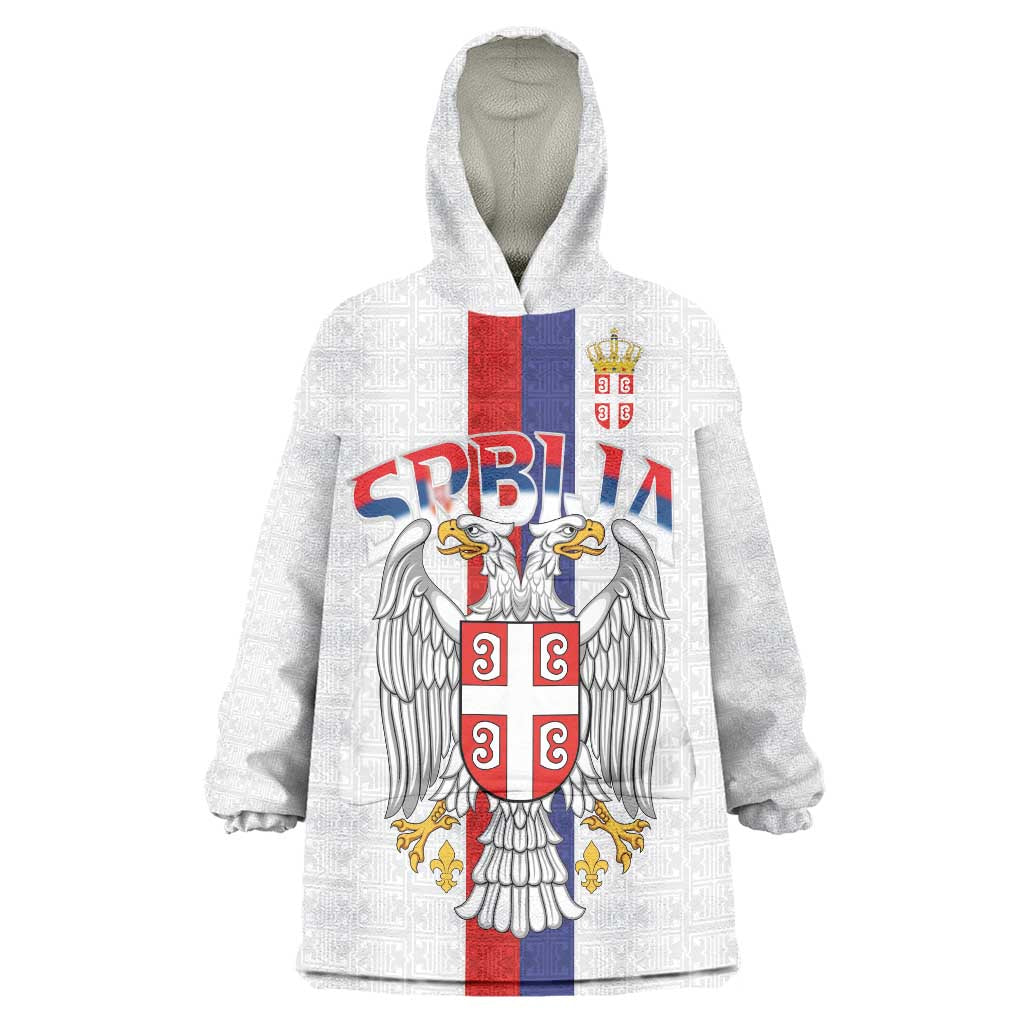 Serbia Coat Of Arms Srbija Eagle Wearable Blanket Hoodie Traditional Serbian Heraldic Crest White Double Headed Eagle