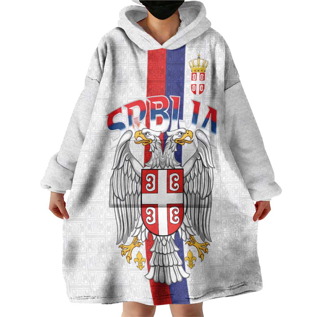 Serbia Coat Of Arms Srbija Eagle Wearable Blanket Hoodie Traditional Serbian Heraldic Crest White Double Headed Eagle