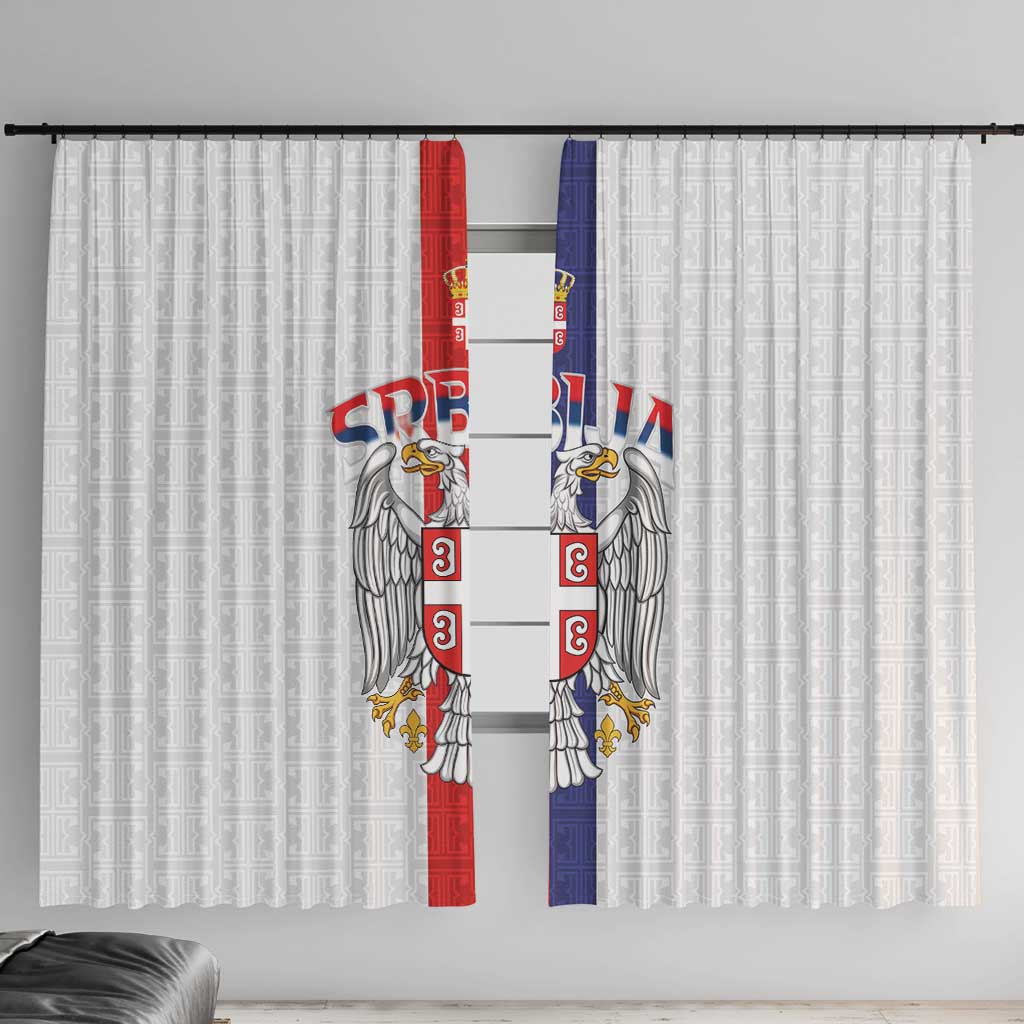 Serbia Coat Of Arms Srbija Eagle Window Curtain Traditional Serbian Heraldic Crest White Double Headed Eagle