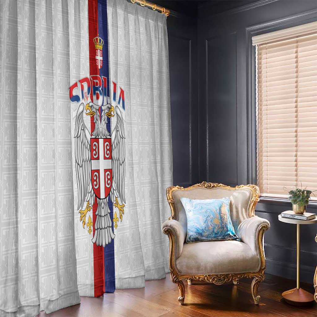 Serbia Coat Of Arms Srbija Eagle Window Curtain Traditional Serbian Heraldic Crest White Double Headed Eagle