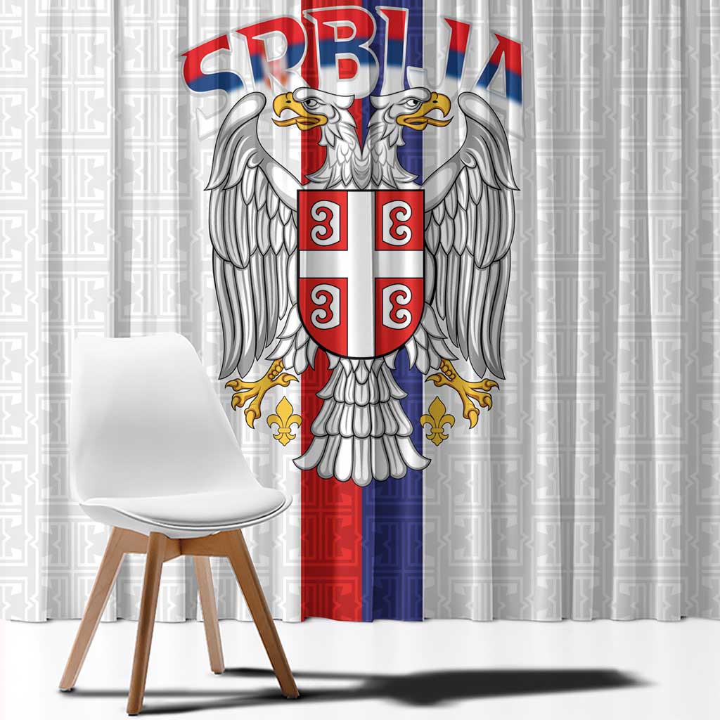 Serbia Coat Of Arms Srbija Eagle Window Curtain Traditional Serbian Heraldic Crest White Double Headed Eagle