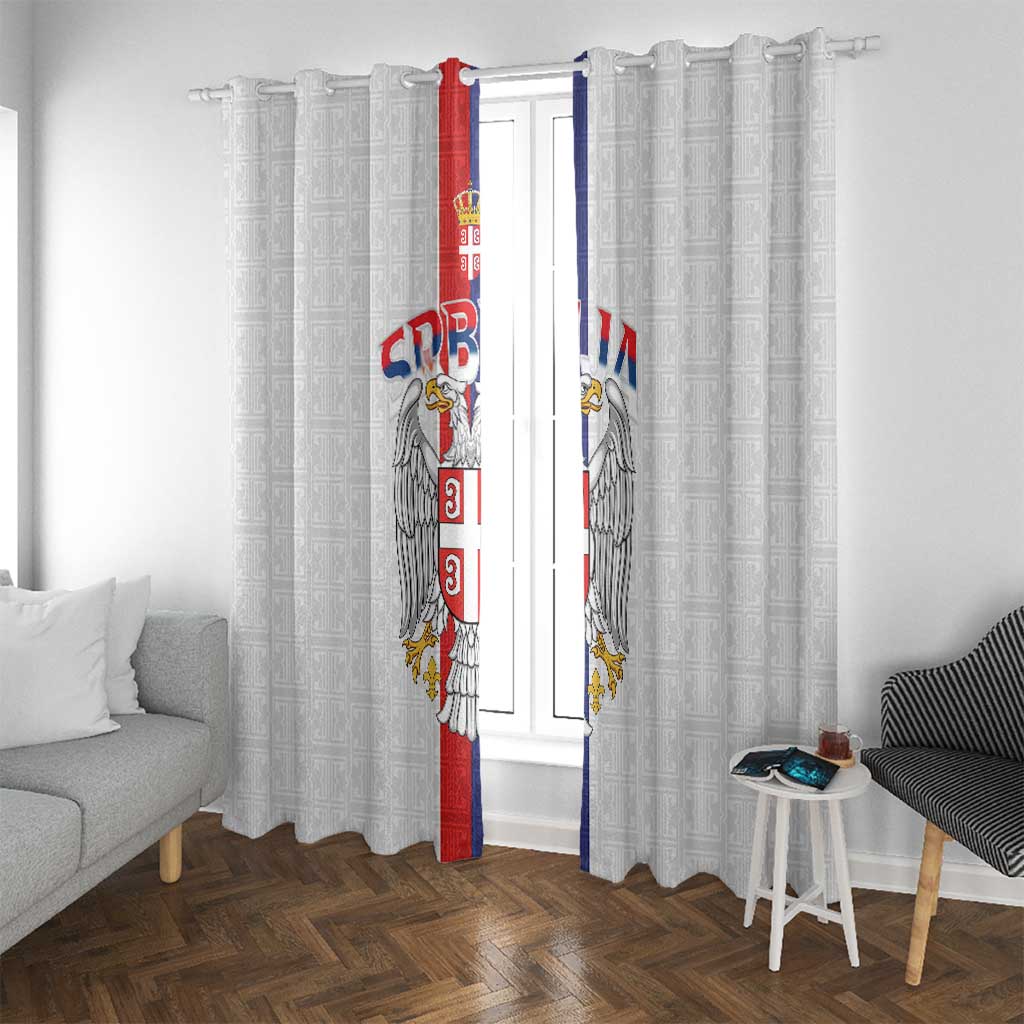 Serbia Coat Of Arms Srbija Eagle Window Curtain Traditional Serbian Heraldic Crest White Double Headed Eagle