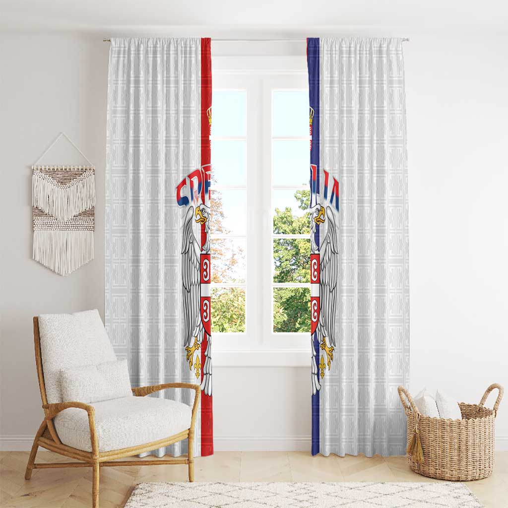Serbia Coat Of Arms Srbija Eagle Window Curtain Traditional Serbian Heraldic Crest White Double Headed Eagle
