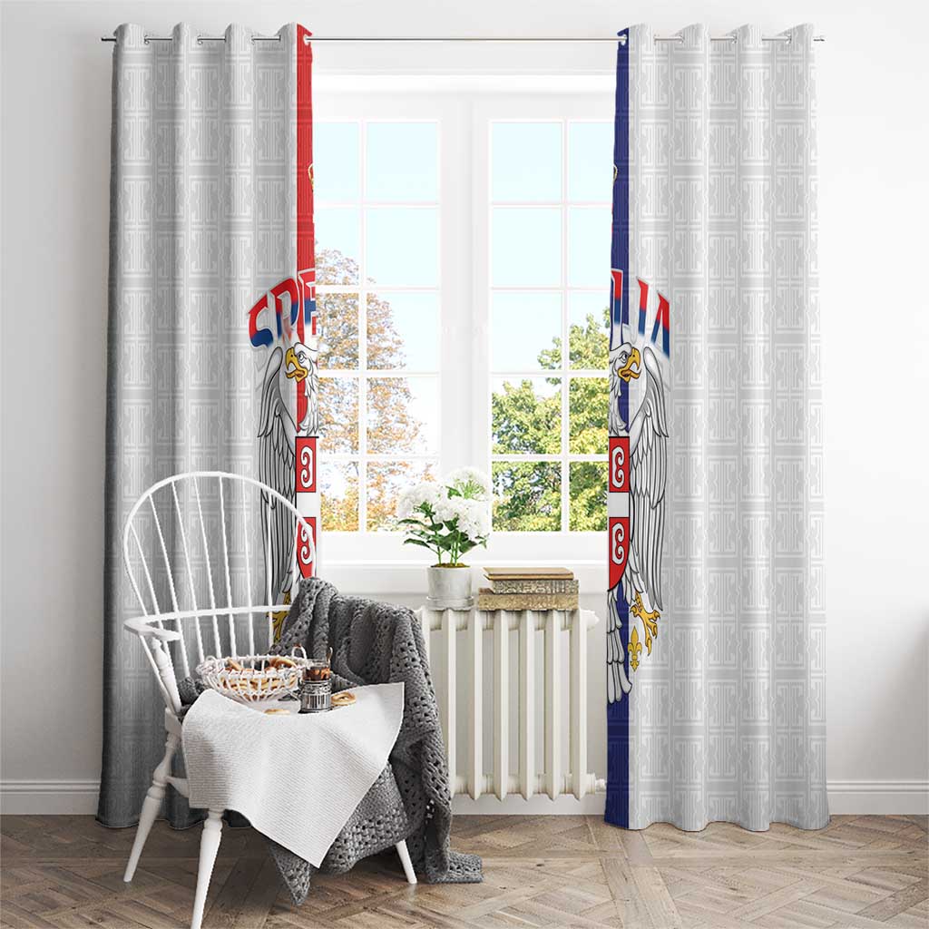 Serbia Coat Of Arms Srbija Eagle Window Curtain Traditional Serbian Heraldic Crest White Double Headed Eagle