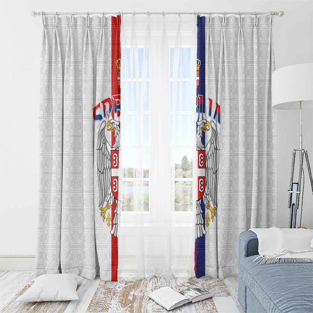Serbia Coat Of Arms Srbija Eagle Window Curtain Traditional Serbian Heraldic Crest White Double Headed Eagle