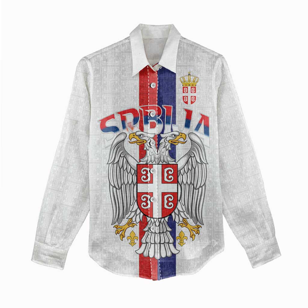 Serbia Coat Of Arms Srbija Eagle Women Casual Shirt Traditional Serbian Heraldic Crest White Double Headed Eagle