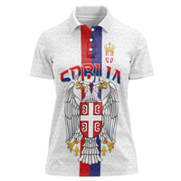 Serbia Coat Of Arms Srbija Eagle Women Polo Shirt Traditional Serbian Heraldic Crest White Double Headed Eagle